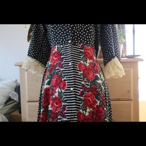 VINTAGE Rose Polk a Dot Button Up Dress